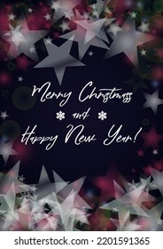 Vector Merry Christmas and New Year Card Collection with Magical Bokeh Lights Sparkle Confetti. Shiny Glitter Christmas Party Print Collection. Winter Sparkle Snowfall Design for Holiday's  Postcard.