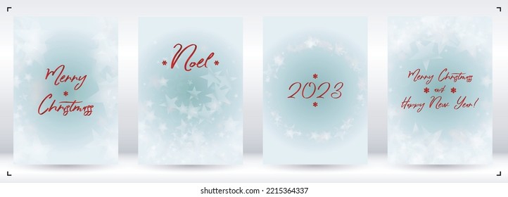 Vector Merry Christmas and New Year Card Collection with Magical Bokeh Lights Sparkle Confetti. Shiny Glitter Christmas Party Print Collection. Winter Sparkle Snowfall Design for Holiday's  Cover.