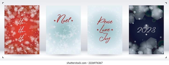 Vector Merry Christmas and New Year Card Collection with Magical Bokeh Lights Sparkle Confetti. Shiny Glitter Christmas Party Print Collection. Winter Sparkle Snowfall Design for Holiday's  Poster.