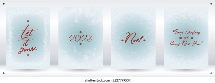 Vector Merry Christmas and New Year Card Collection with Magical Bokeh Lights Sparkle Confetti. Shiny Glitter Christmas Party Print Collection. Winter Sparkle Snowfall Design for Holiday's  Brochure.