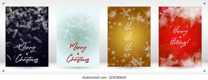 Vektor Frohe Weihnachten und Silvester Card Collection mit Magical Bokeh Lights Sparkle Confetti. Shiny Glitter Weihnachtsfeier Print Collection. Winter Sparkle Schneefall Design für Holiday's Poster.