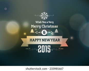 Vector merry Christmas and new year greeting,  invitation card design with stylish text or typography.