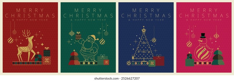 vector merry christmas and new year elegant minimal card and background, christmas icon and symbol, celebration festival concept