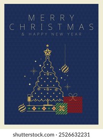 Vector Feliz Navidad y Año Nuevo Elegante tarjeta mínima y fondo, ícono y símbolo de Navidad, concepto de festival de celebración