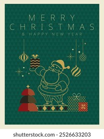 vector merry christmas and new year elegant minimal card and background, christmas icon and symbol, celebration festival concept