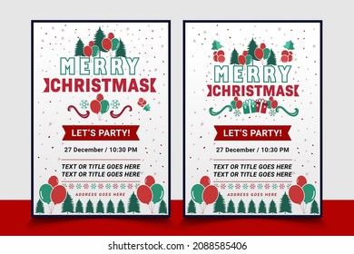 Vector Merry Christmas Party Flyer Illustration with Typography and Holiday Elements background. Winter Landscape Invitation Poster Template