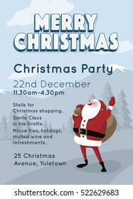 Vector Merry Christmas Party Invitation With Santa Claus