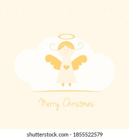 Vector Merry christmas post card, new year card, invitation, decoration, angel