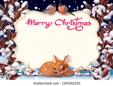 vector Merry Christmas postcard Xmas mail card
