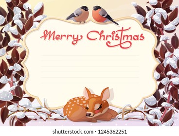 vector Merry Christmas postcard Xmas mail card