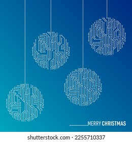 Vector merry christmas printed circuit board bulbs