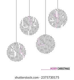 Vector merry christmas printed circuit board card