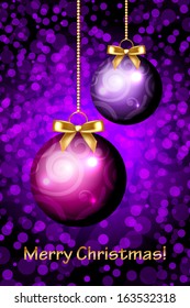 Vector Merry Christmas purple background
