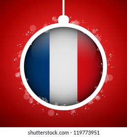 Vector - Merry Christmas Red Ball with Flag France