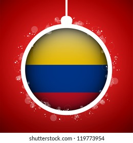 Vector - Merry Christmas Red Ball with Flag Colombia