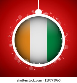 Vector - Merry Christmas Red Ball with Flag Ireland