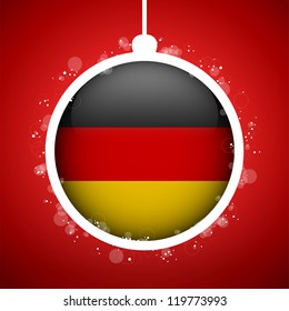 Vector - Merry Christmas Red Ball with Flag Germany