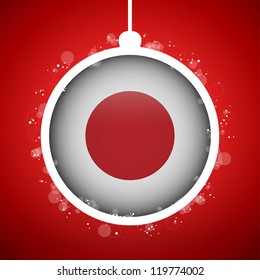 Vector - Merry Christmas Red Ball with Flag Japan