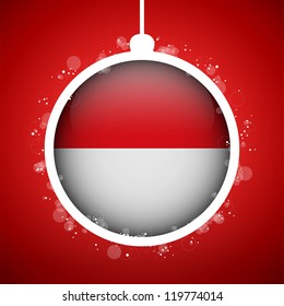 Vector - Merry Christmas Red Ball with Flag Monaco