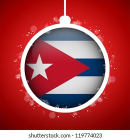 Vector - Merry Christmas Red Ball with Flag Cuba