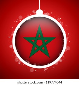 Vector - Merry Christmas Red Ball with Flag Morocco