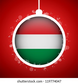 Vector - Merry Christmas Red Ball with Flag Hungary
