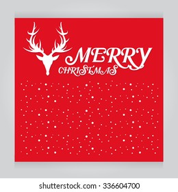 vector Merry Christmas red Greeting Card Typography Retro Style