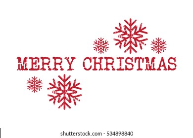 Vector Merry Christmas red icon with snowflakes