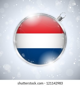 Vector - Merry Christmas Silver Ball with Flag Netherlands