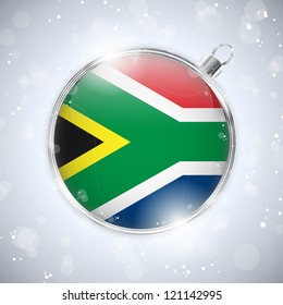 Vector - Merry Christmas Silver Ball with Flag South Africa