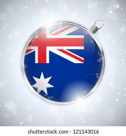 Vector - Merry Christmas Silver Ball with Flag Australia