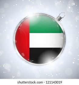 Vector - Merry Christmas Silver Ball with Flag Emirates