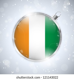 Vector - Merry Christmas Silver Ball with Flag Ireland