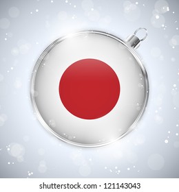 Vector - Merry Christmas Silver Ball with Flag Japan