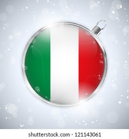Vector - Merry Christmas Silver Ball with Flag Italy