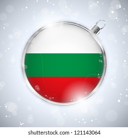 Vector - Merry Christmas Silver Ball with Flag Bulgaria
