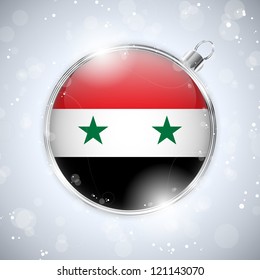 Vector - Merry Christmas Silver Ball with Flag Syria