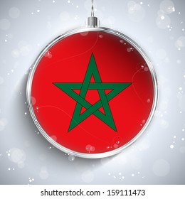 Vector - Merry Christmas Silver Ball with Flag Morocco