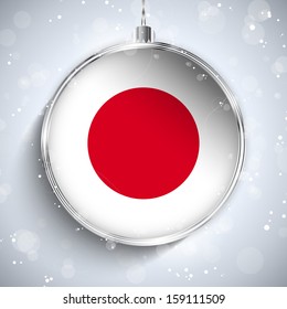Vector - Merry Christmas Silver Ball with Flag Japan