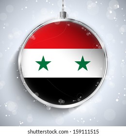 Vector - Merry Christmas Silver Ball with Flag Syria
