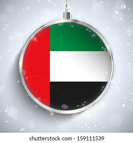 Vector - Merry Christmas Silver Ball with Flag Emirates