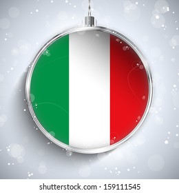 Vector - Merry Christmas Silver Ball with Flag Italy