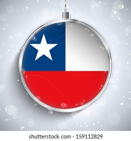Vector - Merry Christmas Silver Ball with Flag Chile