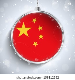 Vector - Merry Christmas Silver Ball with Flag China