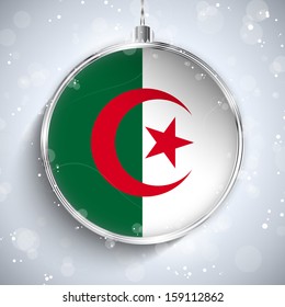 Vector - Merry Christmas Silver Ball with Flag Algeria