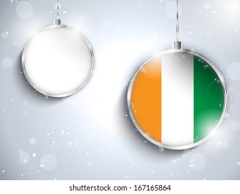 Vector - Merry Christmas Silver Ball with Flag Ireland