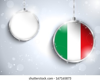 Vector - Merry Christmas Silver Ball with Flag Italy