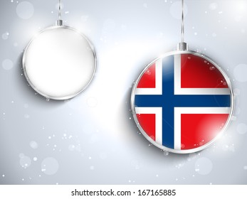 Vector - Merry Christmas Silver Ball with Flag Norway