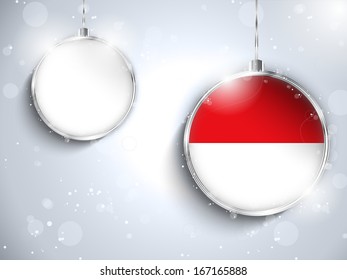 Vector - Merry Christmas Silver Ball with Flag Monaco