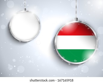Vector - Merry Christmas Silver Ball with Flag Hungary